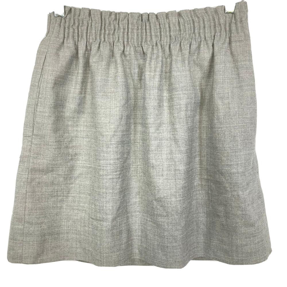 J. Crew Skirt Womens Sz 6 Gray Wool Elastic Waist Lined Pull On Pockets